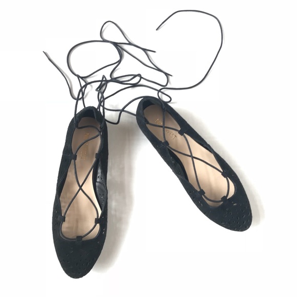 Nine West Shoes - Nine West Black Leather Cutout Ballet Flats